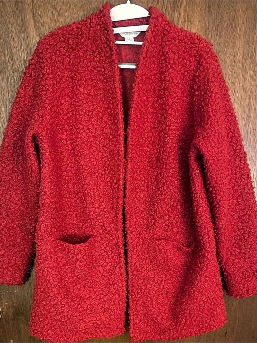 Liz Claiborne Teddy Jacket in Red Size Medium Like New